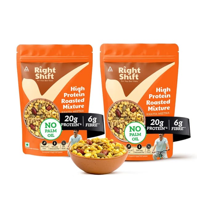 Right Shift High Protein Roasted Mixture - Khatta Meetha Pack of 2 |20g Protein, 6g Fibre