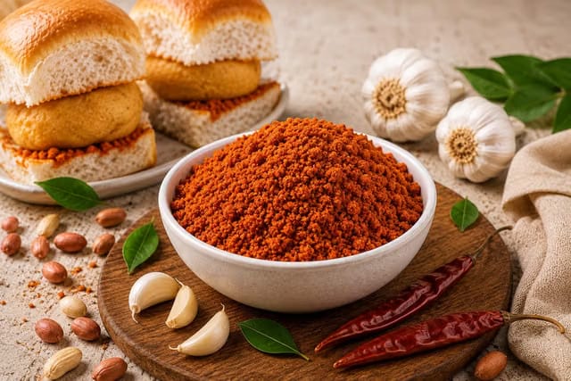 Homemade Traditional Vada Pav Dry Chutney Spicy Garlic