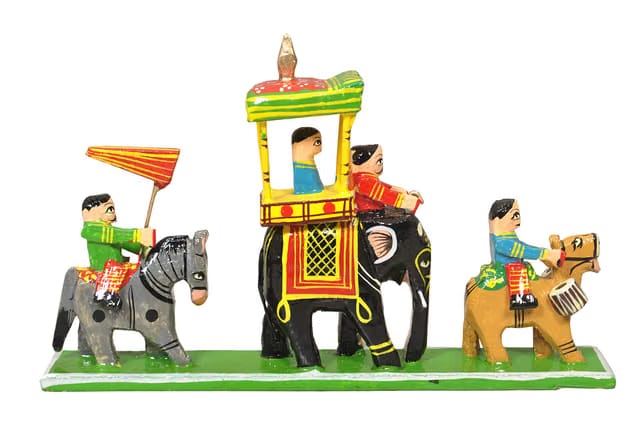 HAST SHILP Handmade Wooden Elephant Barat Golu Doll Black (11 cm x 3 cm x 11 cm)