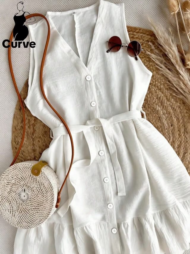 Women's Plus Size Ruffle Tank Dress
