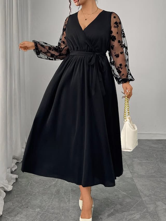 Women's Plus Size Sheer A-Line Dress