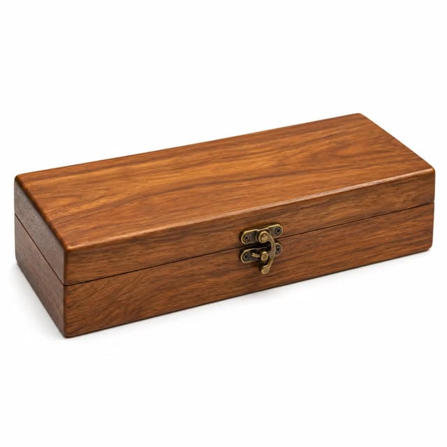 Premium Burma Teakwood Storage Box with Antique Brass Latch