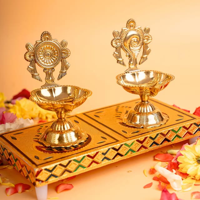 Anciently Shankh Chakra Diya Set (Small)