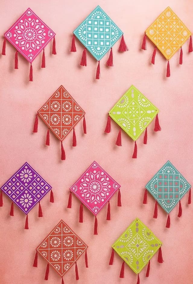 VRB Dec 6 Pcs Lippan Art Wall Hanging For Ganpati Decoration Setup For Home, Modern Decoration For Living Room, Bedroom