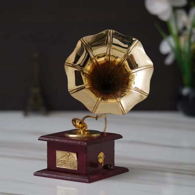 Fashion Bizz Premium Vintage Dummy Gramophone Showpiece for Home Decor Living Room- 22 cm
