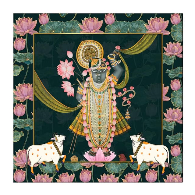 ArtX Canvas Shrinathji Pichwai Painting, Shrinath Ji, Big Size Wall Art Painting For Living Room, Multicolor, Abstract
