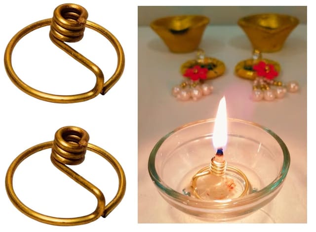 Niranjan Kadi Brass Ring Wick Holder for Diya Bati Oil Lamps (Round Shape) for Pooja Deepam Deepak Cotton Samai Kuthu