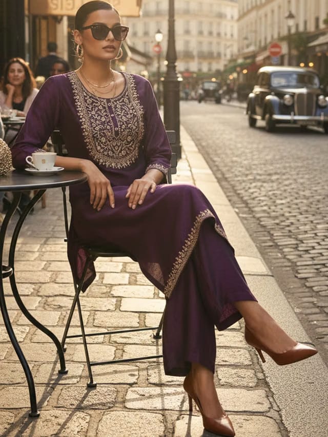Women Embroidered Sequinned Kurta