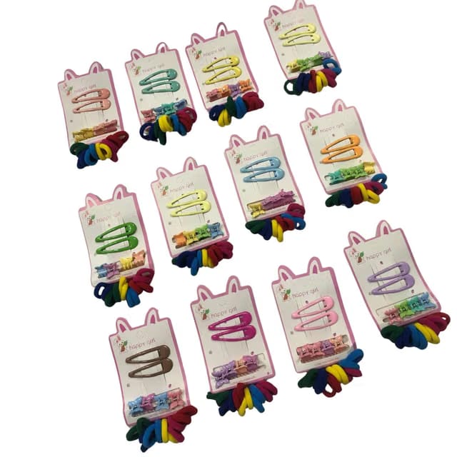 12 Set of Hair Clips Combo Girls Navratri Kanya Pujan Colorful Hair Accessories Gifts for Kids Birthday Return Favour