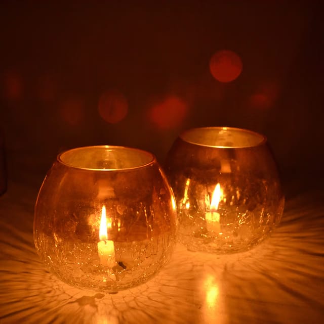 Tealight Candle Holders Glass Half Crackle Tea Light Votive for Home Decoration Gift Candle Votive Mosaic Lamp