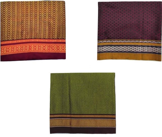 Traditional Khun Blouse Piece Material for Women, 100% Cotton Khun, Unstitched, Combo of 3 (1 meter each) – Diwali