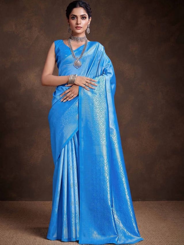 ERIKA Woven Design Zari Silk Blend Designer Kanjeevaram Saree