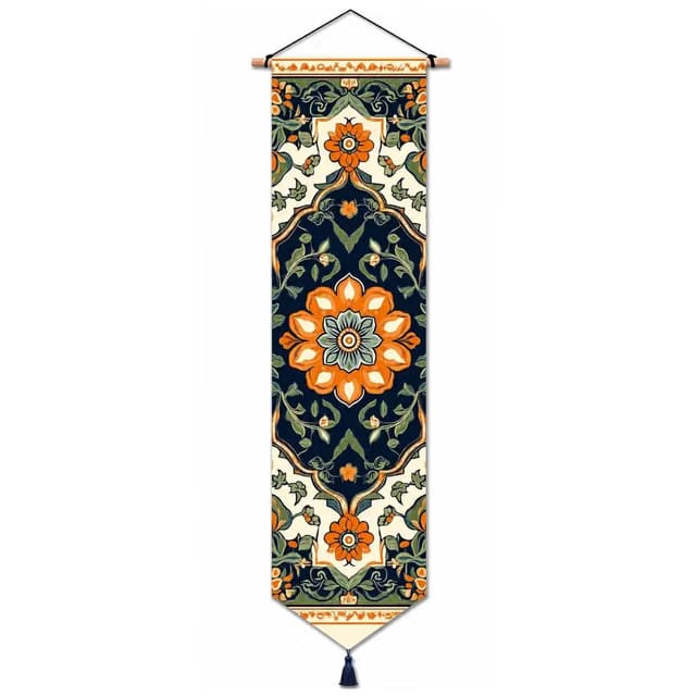 Bohemian Floral Mandala Wall Hanging Tapestry with Tassel