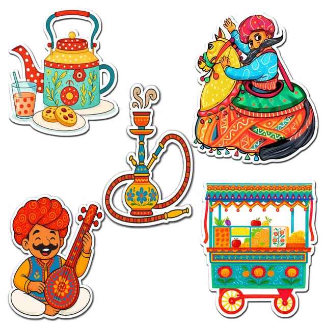 Indian décor Ethnic India Folk Art Fridge Magnets