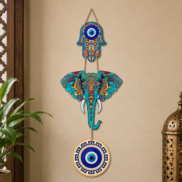 Artvibes Designer Elephant Wooden Wall Hanging For Luck Properity For Home Decoration | Livingroom