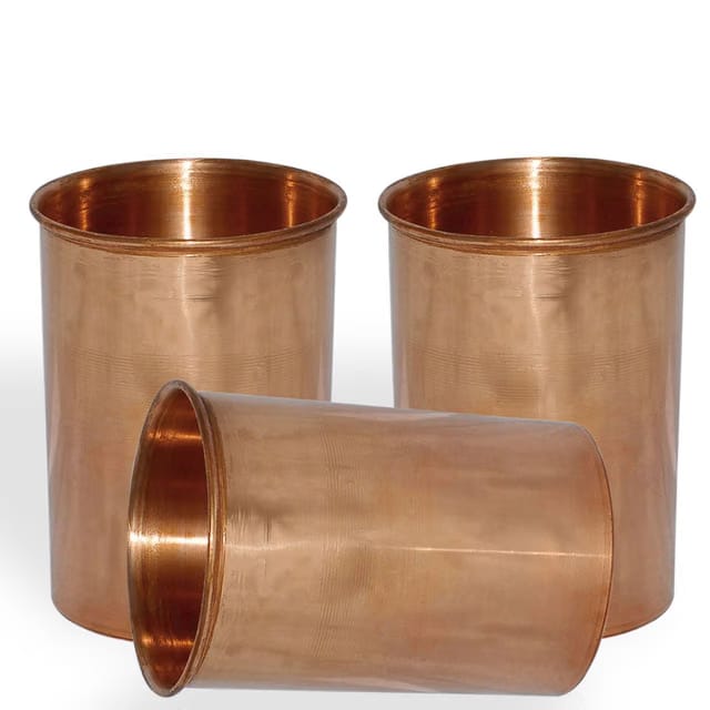 Small Handmade Copper Drinking Tumbler,Set of 3 Glasses
