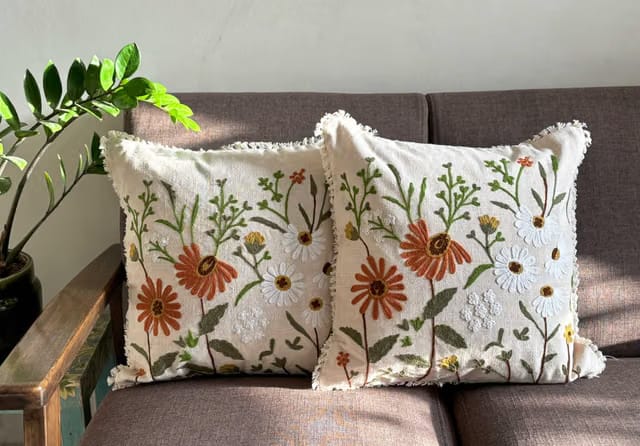 Cotton Decorative Embroidered Cushion Covers