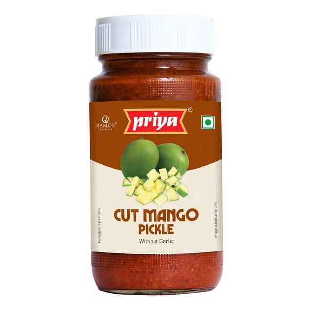 Priya Cut Mango Pickle without Garlic, 300g - Authentic Telugu Style Aam Achar |Traditional South Indian Taste