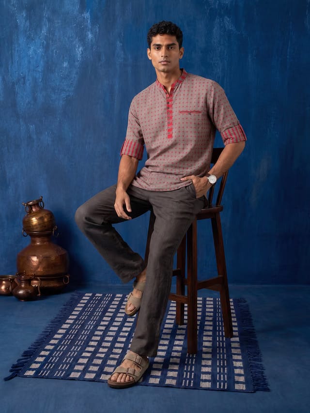 Taavi Woven Legacy Ethnic Motifs Woven Design Pure Cotton Straight Kurta