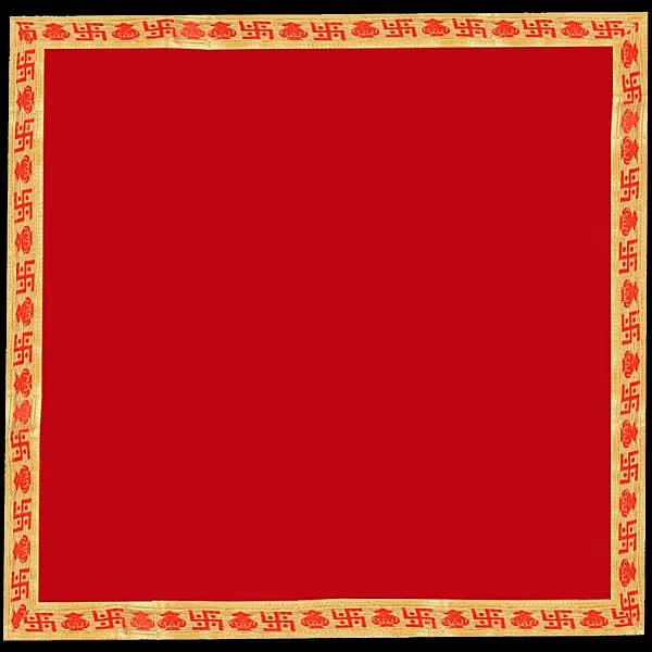 Red Velvet Pooja Cloth Aasan For Mandir With Golden Border, 1 pc