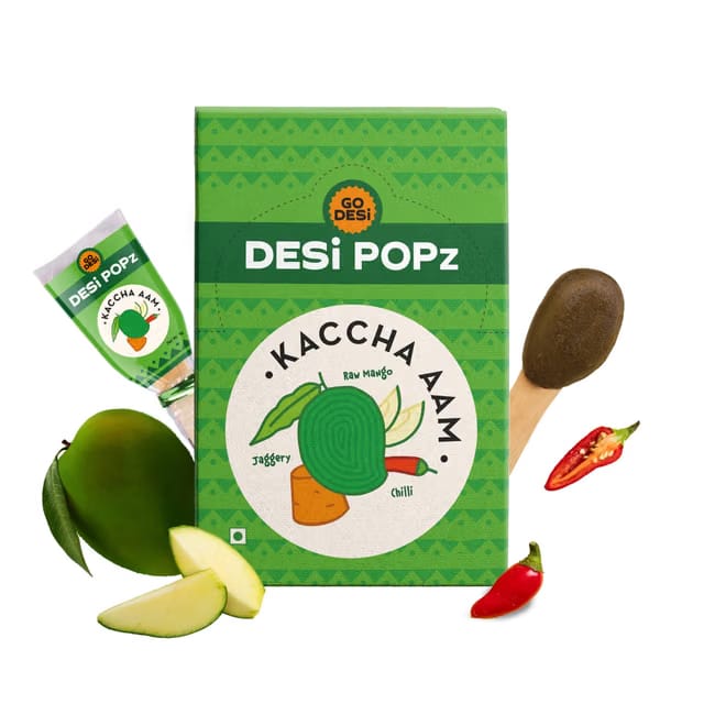 GO DESi Popz - Kaccha Aam Pop, Raw Mango & Jaggery Candy, Aam Candy Packet, Fruit Toffee, Indian Snacks, 40 Pieces