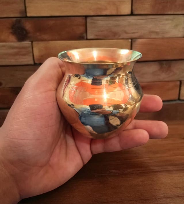 Traditional Pure Brass Small Paragi Lota Pot Kalash for Hindu Rituals, Griha Pravesh, Vastu Puja, Temple, Panchamrit