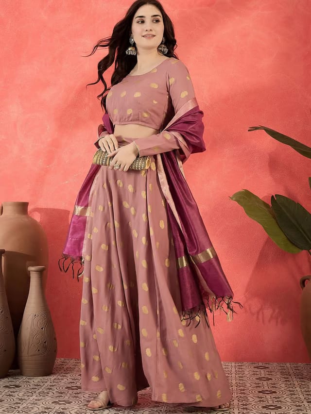 Sangria Floral Printed Lehenga With Choli & Dupatta