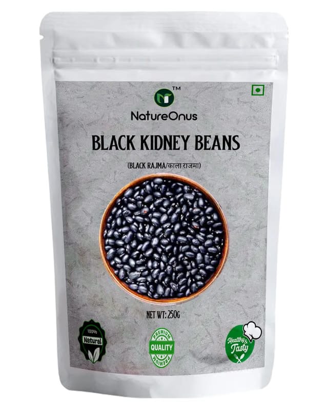 NatureOnus Black Beans 250gms, Kala Rajma, Whole Rajma, Black Kidney Beans
