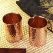 AIA Hammered Copper Glass Tumbler, Drinkware & Serveware Set, Yoga Ayurveda