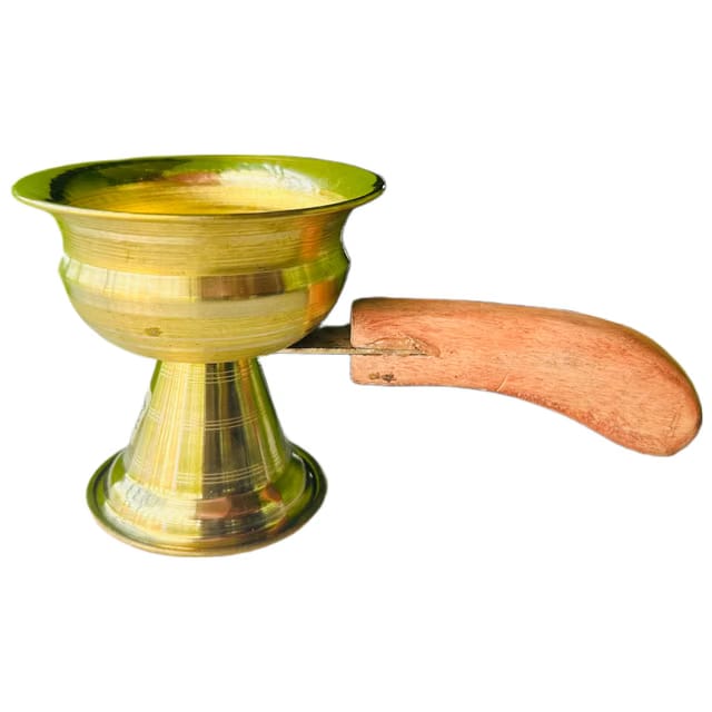 Bhabani Antique Shop Wooden Handle Brass Puja Dhunuchi |Dhoop Dani|Puja Dhoopkal Gosa|Pital Arati Deepak