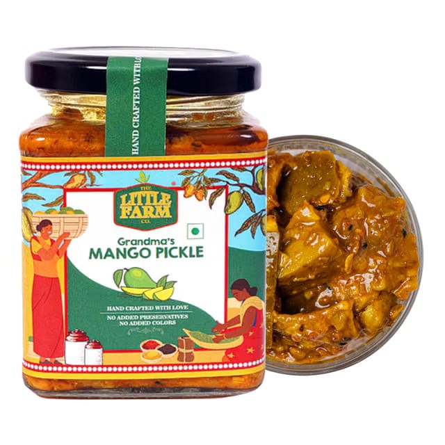 THE LITTLE FARM CO Punjabi Mango Pickle - Aam ka Achar |Less Oil Mustard Base Homestyle Tangy Mango Pickles with Saunf