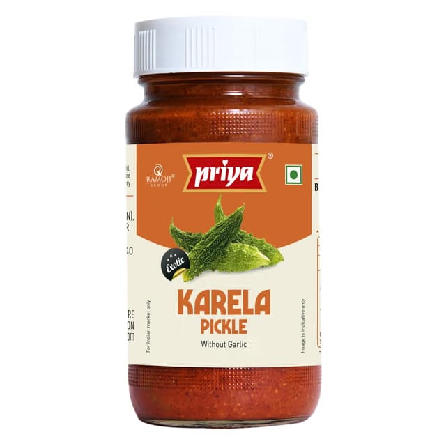 Priya Karela Pickle without Garlic, 300g - Homemade Karela Achar - Traditional South Indian Taste