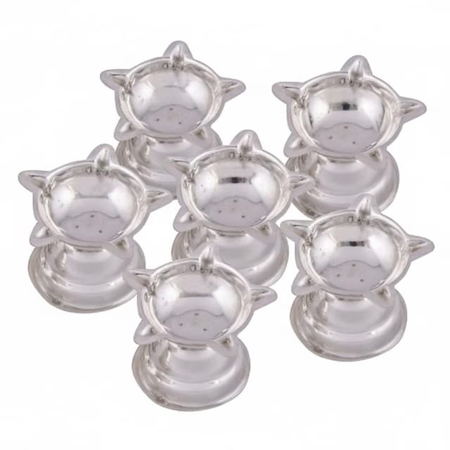 APANIKAH Silver Plated Pooja Thali with Diya Set