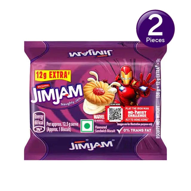 Britannia Treat Jimjam Naughty Jam Cream Biscuits