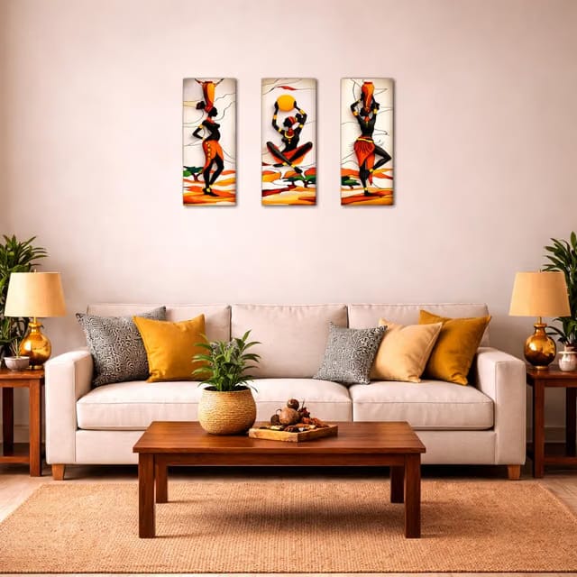 RAVLEX® Warli Tribal wall decor items for living room of 3