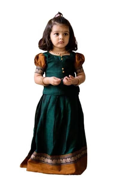 New south Indian traditional Readymate pattu pavadai Tapeta Silk Frock For Baby Girls