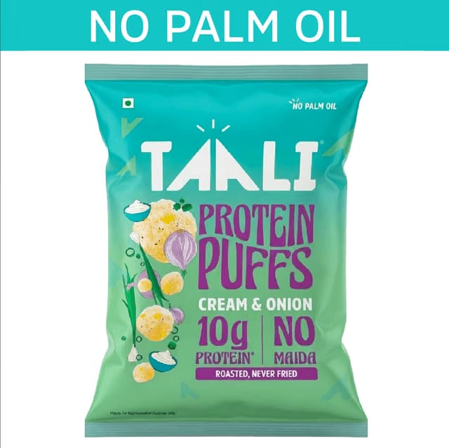 Taali Protein Puffs - Cream & Onion, Roasted, Corn & Jowar Puff, No Maida