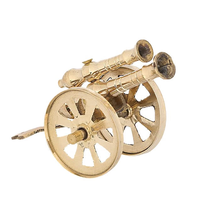 NM Brass Canon Showpiece for Home Decor Standard Golden Finish