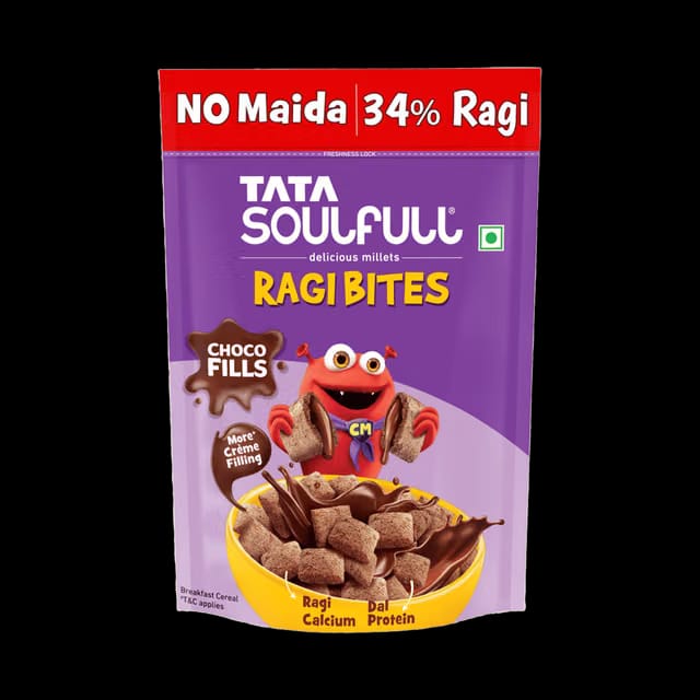 Tata Soulfull Ragi Bites Choco Fills, No Maida, More Cream Filling, Kids Cereal