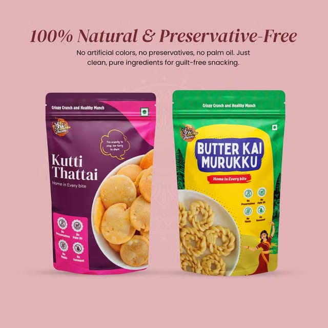 Sri norukku Theeni Kutti Thattai & Butter Kai Murukku Combo Pack of 2 Chakli