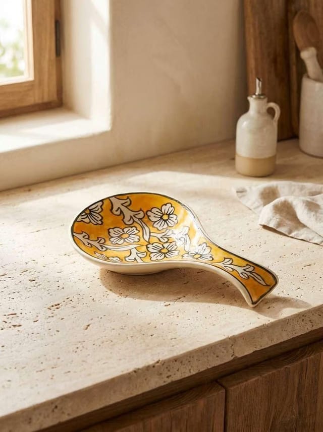Zora Blue Pottery Spoon Rest