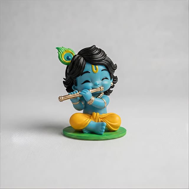 Bal Roop Idol Laddu Gopal Lord Krishna 2.5 Inch Murti – Resin Krishna Statue for Car Dashboard