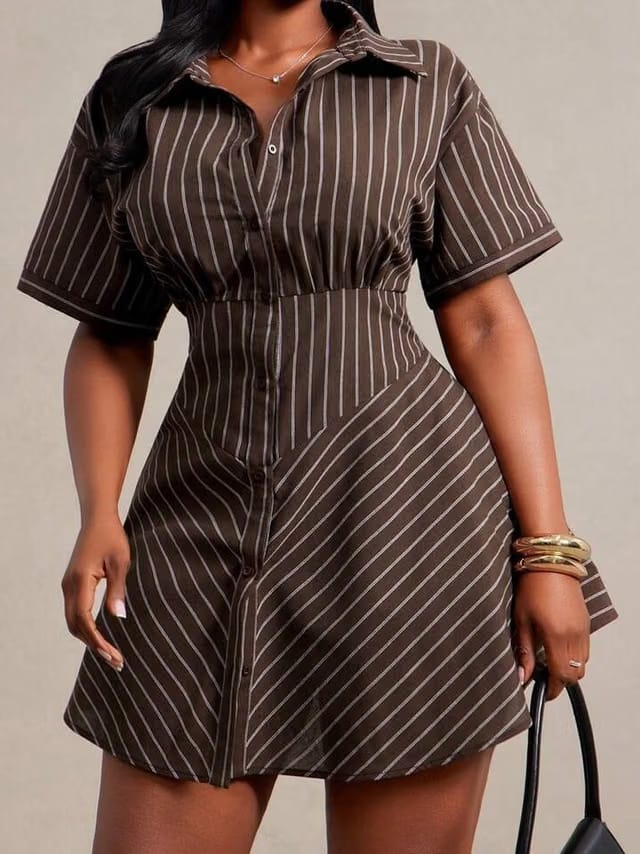 Women's Plus Size Smocked Shirt Dress