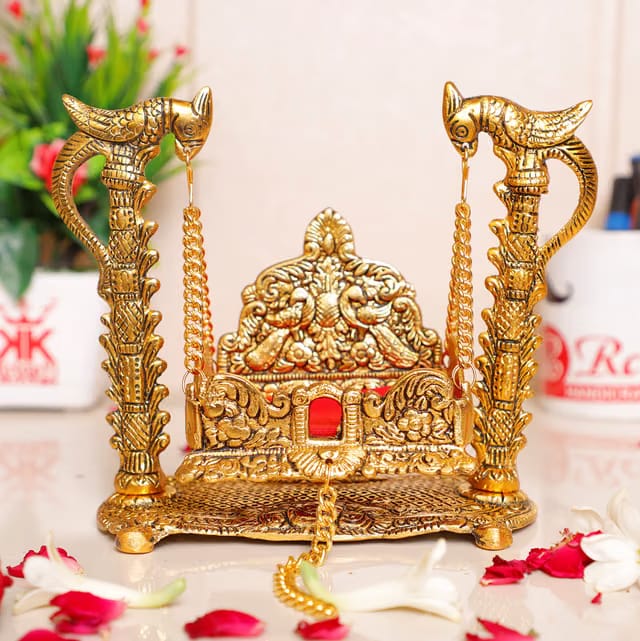 Metal Swing Laddu Gopal Jhula,Krishna Hindola Palana,Decorative Laddu Gopal for Temple Pooja,Showpiece