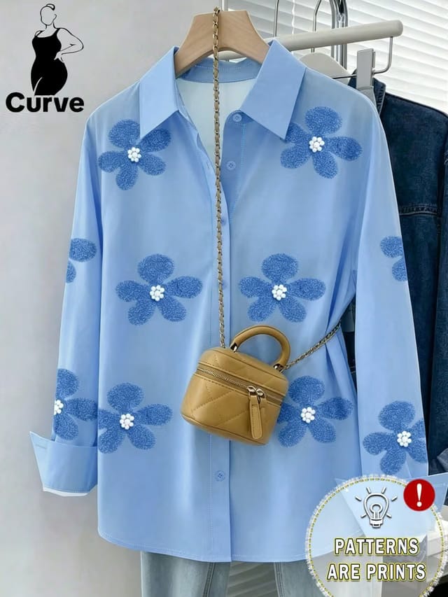 Women's Plus Size Placket Blouse