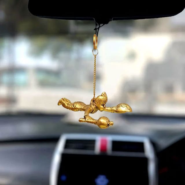 Metal Flying Hanuman for Car Door Window Hanging, Metal Hanuman Ji Idol for Car Dashboard Hanging (5 Inches Height