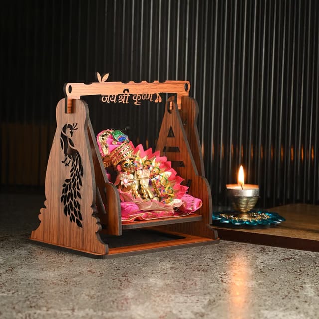 Divine Mandir/Swing/Jhula for Laddu Gopal: A Beautifully Crafted Jhula with A Peaceful and Graceful Jai Shri Krishna