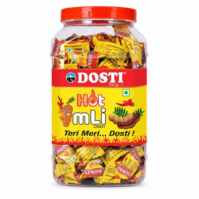 Snowpeak Dosti Hot Imli Candy Jar - , Tangy & Spicy, Khatta Meetha Chatpata Digestive Treat, Individually Wrapped