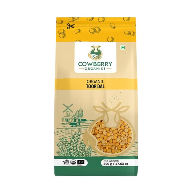 COWBERRY Organic Toor Dal 500 g, Lab-Tested for 252+ Chemical Residues