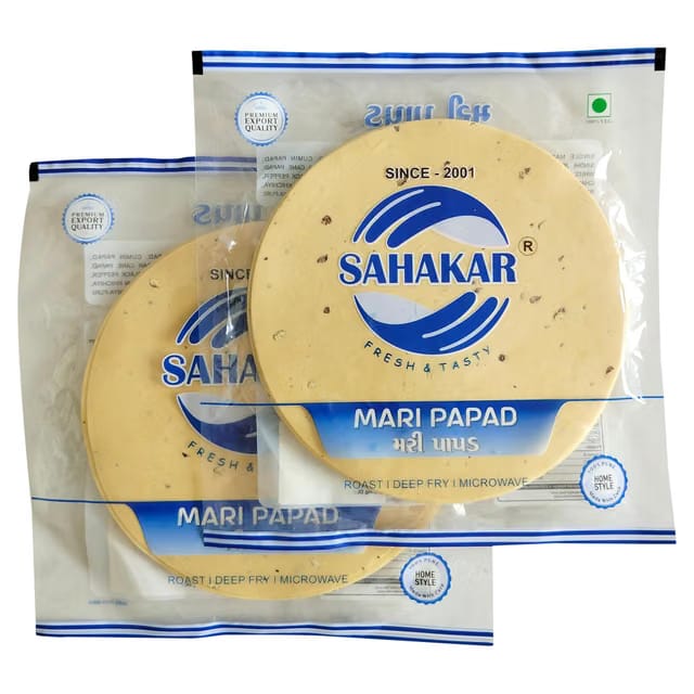 SAHAKAR Black pepper urad papad (Medium Spicy) 400 grams (2 pack of 200 grams)